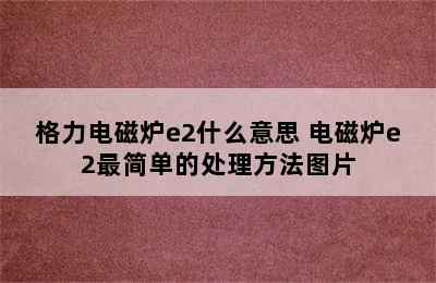 格力电磁炉e2什么意思 电磁炉e2最简单的处理方法图片